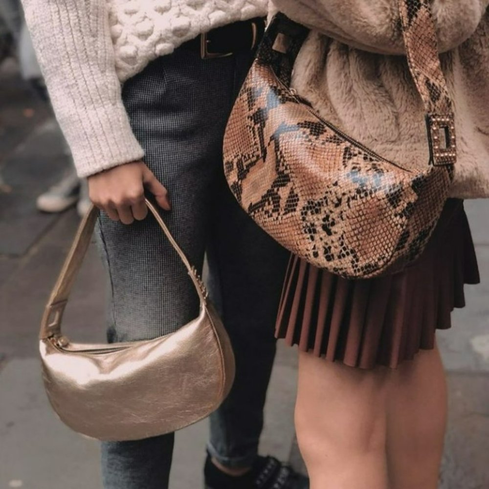NWT TMRW Studio x Anthro | 90s Y2K Gold Metallic Mini Shoulder Hobo Bag Baguette